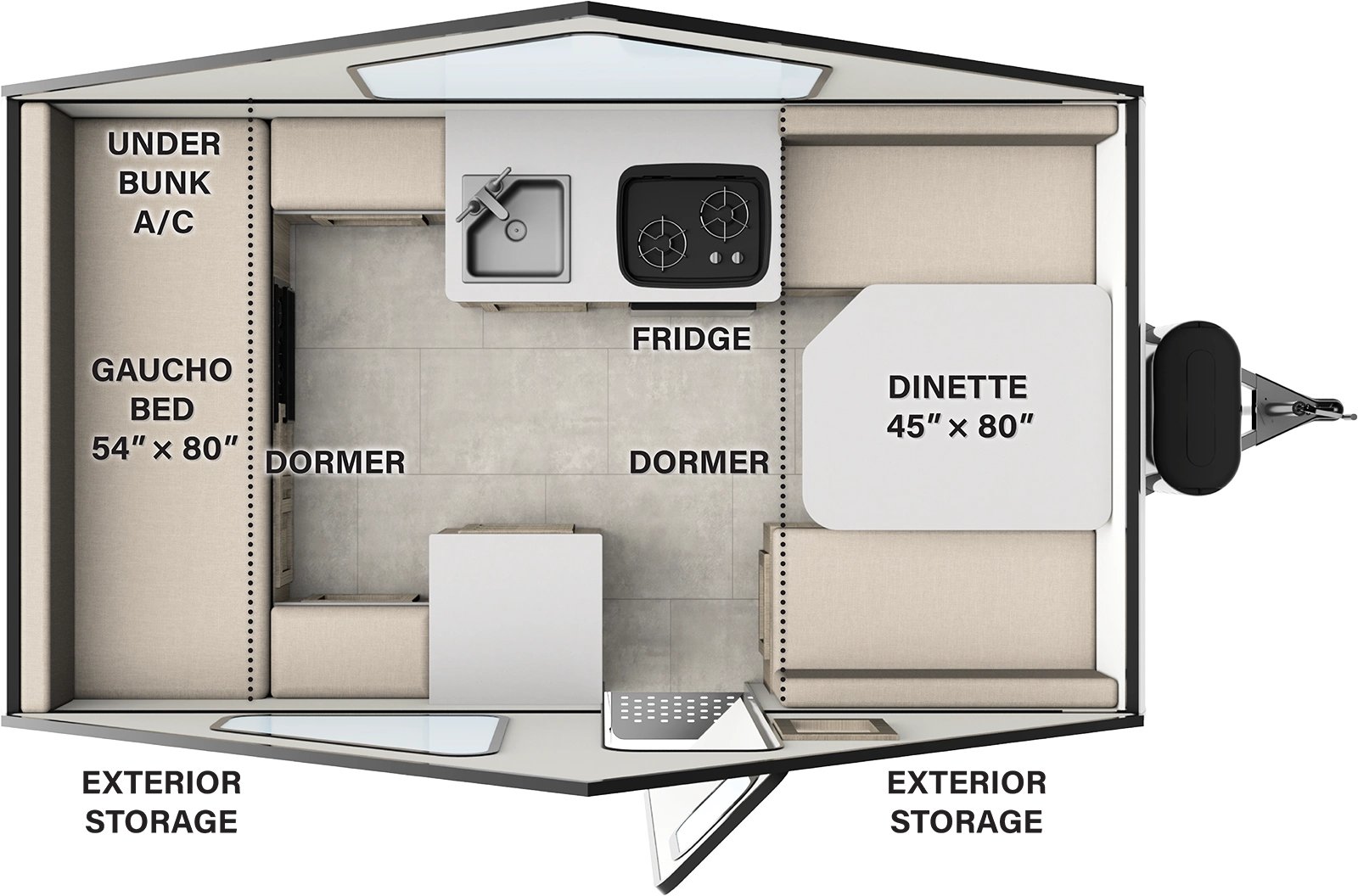 Flagstaff Hardside Pop Up Campers T12FD Floorplan